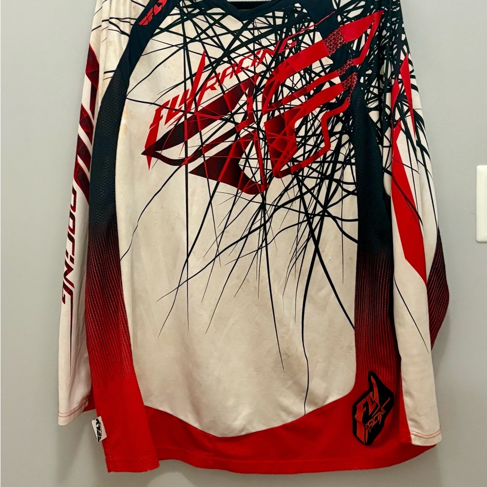 Fly Racing Red and White Men's Jersey
